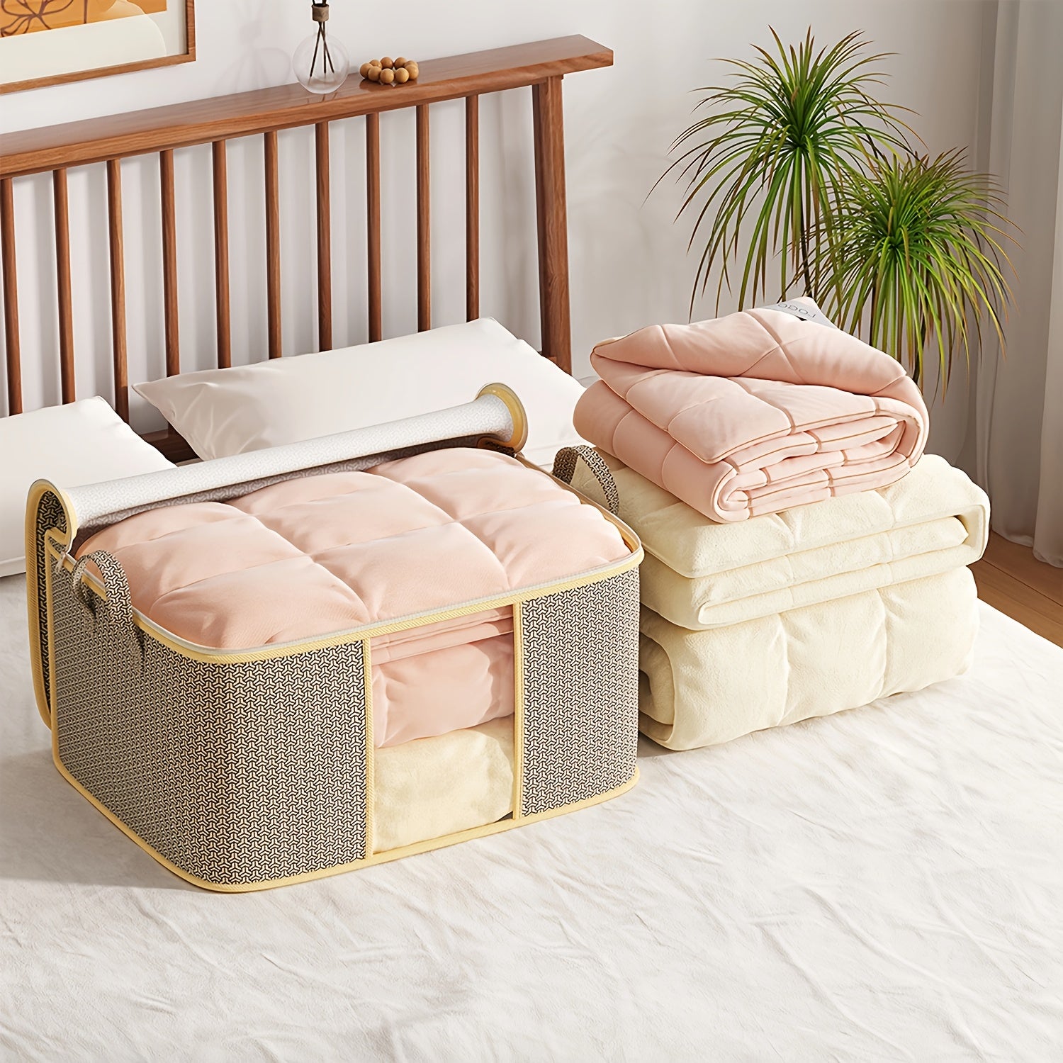 Large Foldable Storage Bag with Reinforced Handle