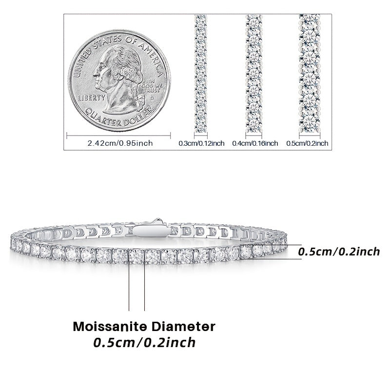 Moissanite Tennis Bracelet 925 Sterling Silver for Women Hip Hop Personality