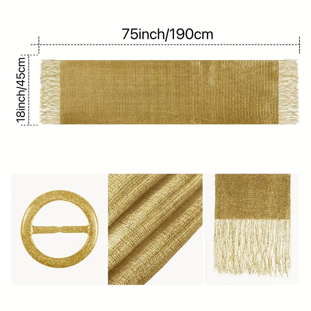 Metallic Shawls Round Buckle Tassel Wraps Scarf For Evening Party Wedding