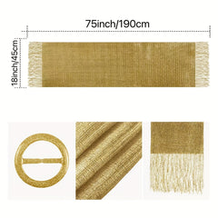 Metallic Shawls Round Buckle Tassel Wraps Scarf For Evening Party Wedding