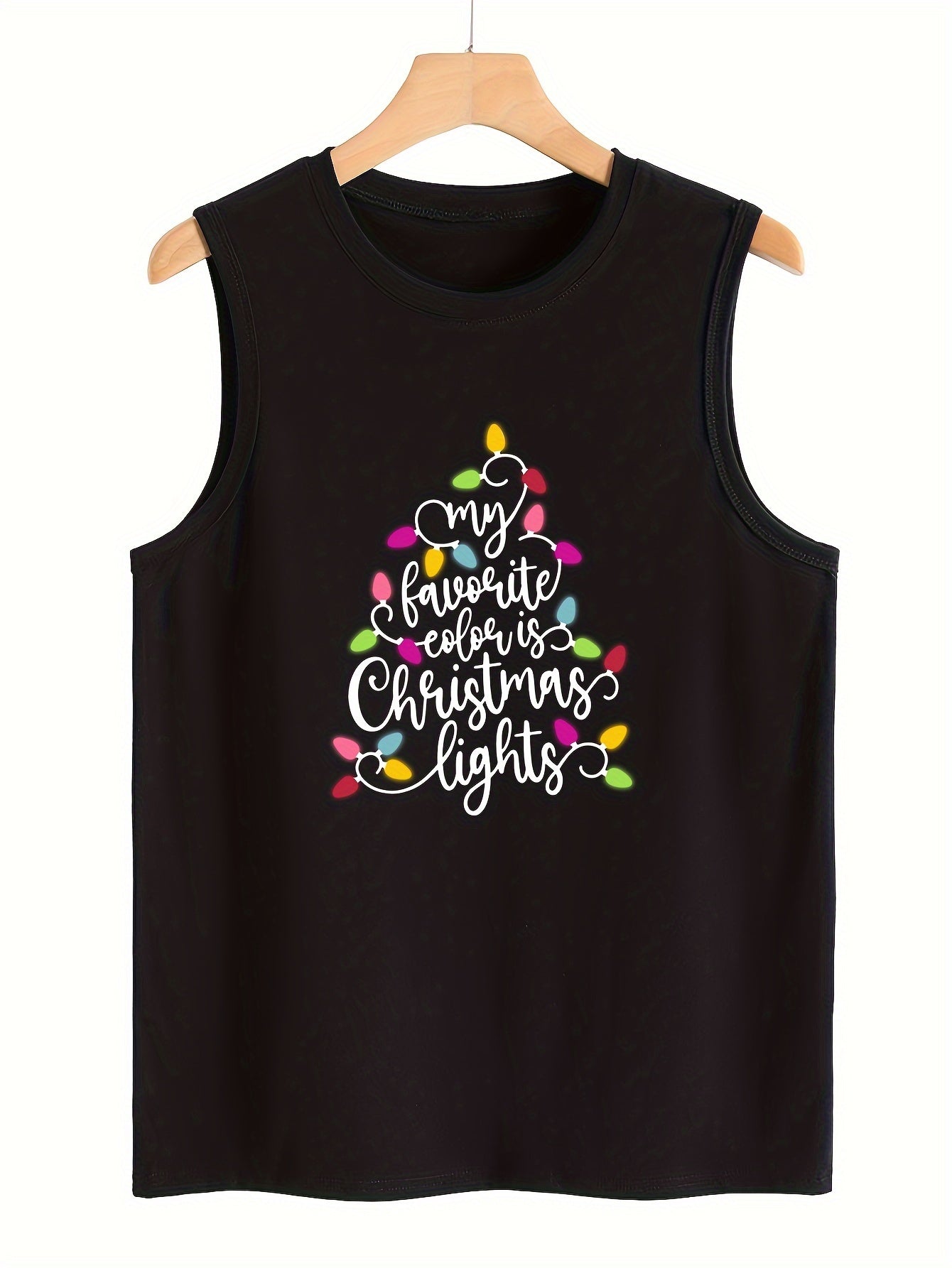 Christmas Fairy Light & Letter Pattern Stretchy Sports Vest