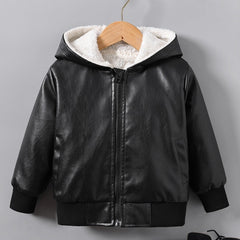 Baby Boys PU Leather Fleece-Lined Jacket