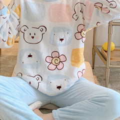 Warm & Bear Pattern Long Sleeve Pajamas