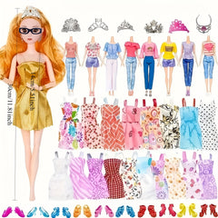 36pcs Doll Clothes and Jewelry Set for 29 Dolls Complete Outfits