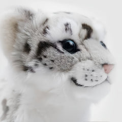 Realistic Snow Leopard Plush Toy 11.8in Faux Wildlife Stuffed Animal Soft Flanne