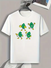 Cartoon Leaf Pattern Print Men's Sports T-shirt