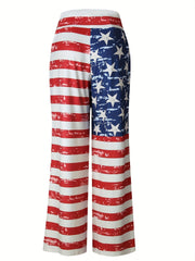 Striped Print Drawstring Pants Casual Wide Leg Palazzo Pants
