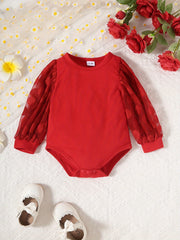 Baby Girls Mesh Dotted Long Sleeve Romper Creeper