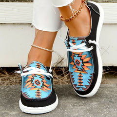 Women's Printed Canvas Shoes Lace Up Low Top Walking Shoes