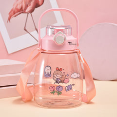 Cartoon Water Bottle Plastic Water Cup With Straw for Outdoor Sports