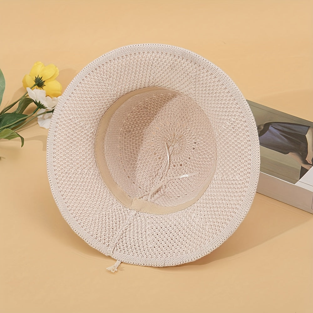 Crochet Hollow Out Bucket Hat Summer Sunscreen Fisherman Cap for Women