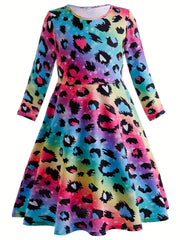 Leopard Print Long Sleeve Dress for Party