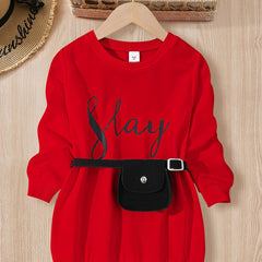 Girls Letter Print Crew Neck Sweatshirt