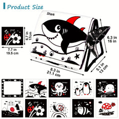 Baby Tummy Time Mirror & Toys, High Contrast & Crinkle Books