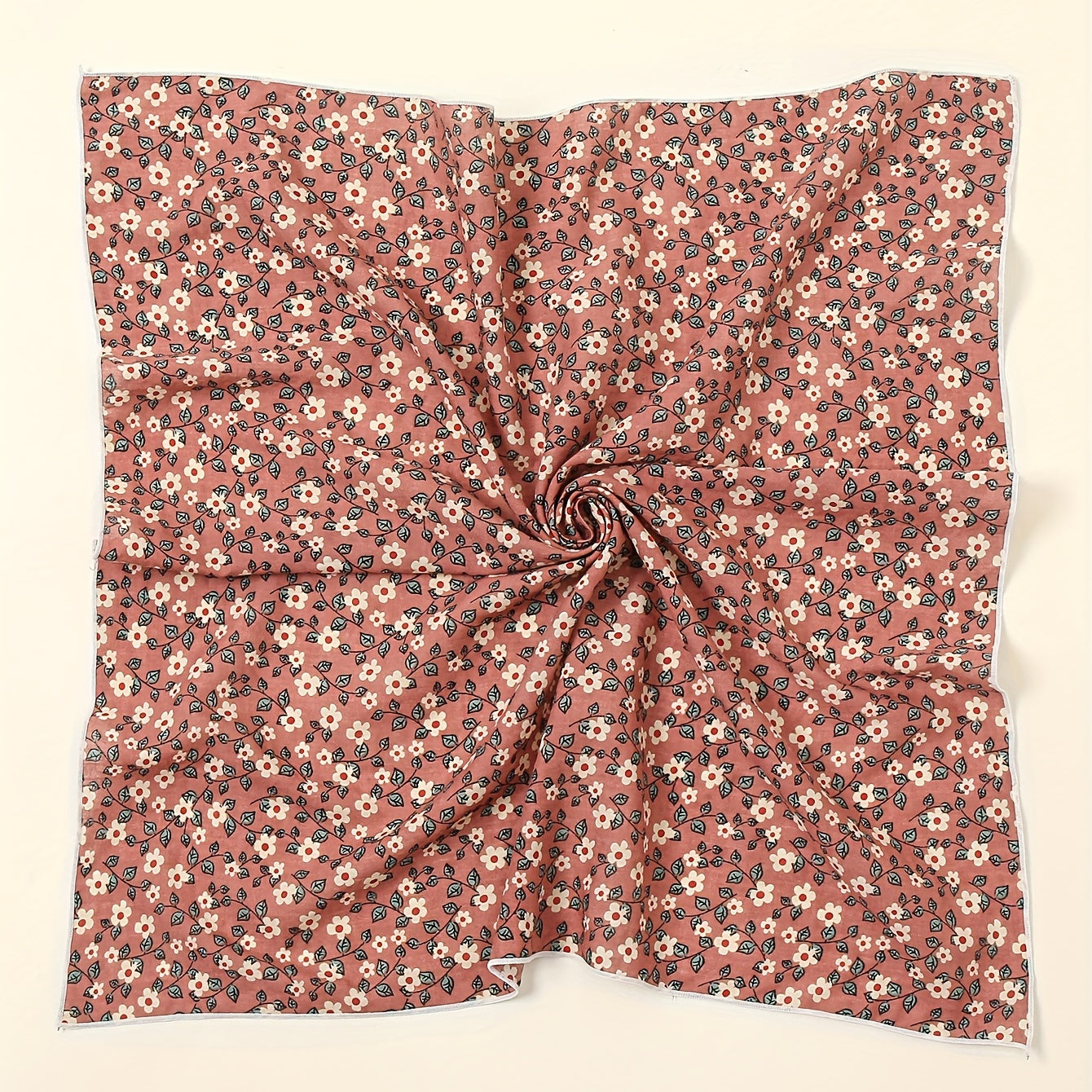 Floral Print Plain Bandana Solid Vintage Square Scarf Women Casual Neckerchief