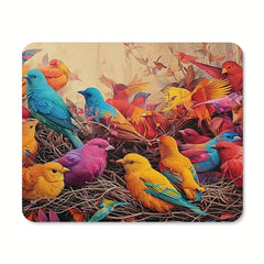 Colorful Bird Pattern Anti-slip Mouse Pad for Office and Home Use