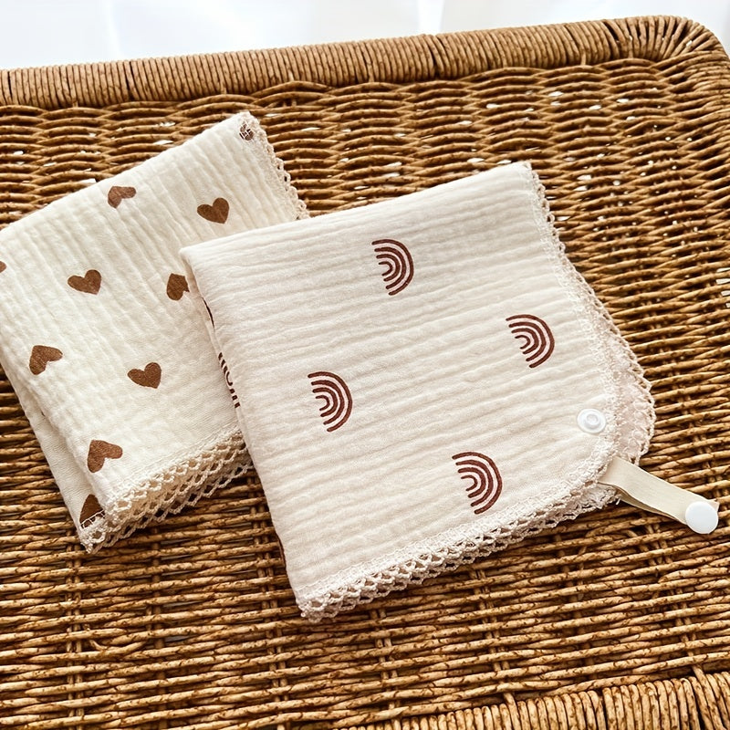 Baby Bib Cotton Gauze Small Square Towel With Lace Towel Bib