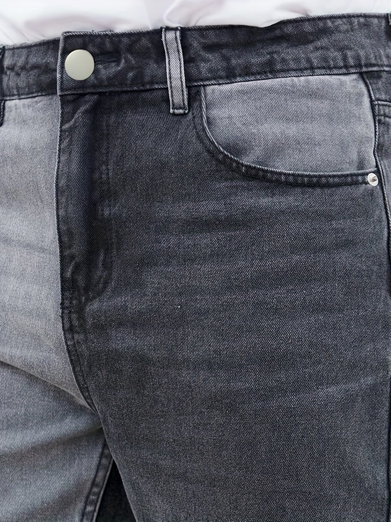 Men's Slim Patchwork Denim Pants for Spring