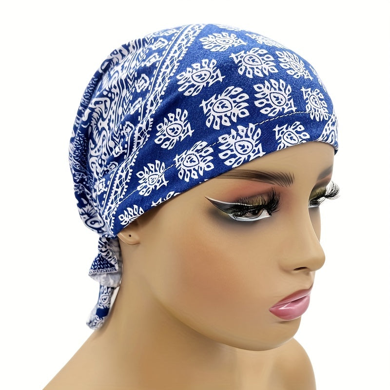 Boho Floral Print Turban Cap Vintage Solid Head Scarf Beanie Soft Elastic