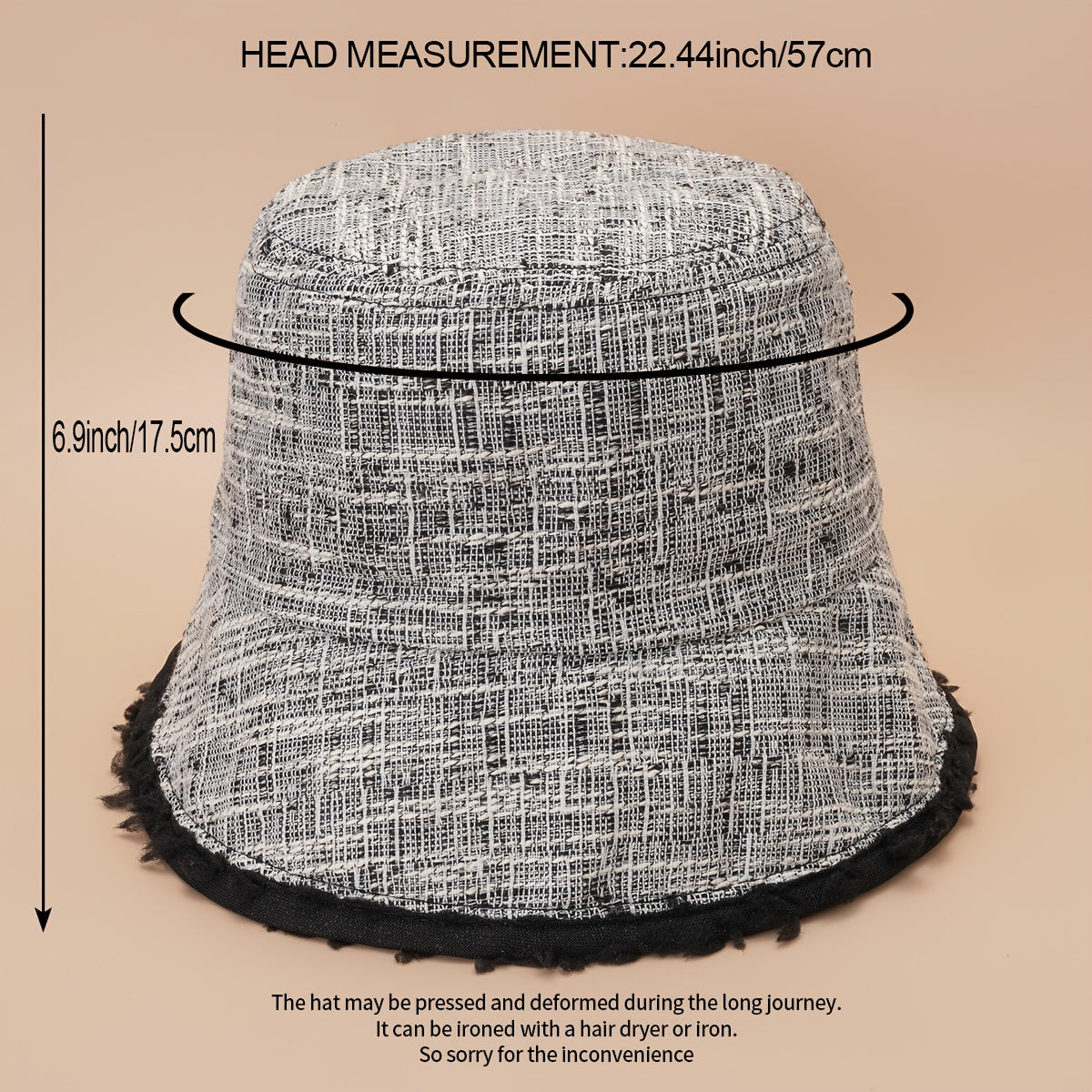 Casual Bucket Hat Cotton Blend Fisherman Cap Frayed Edges Warm Basin Hats