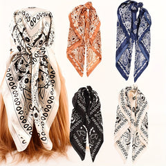 Vintage Paisley Print Bandana Silk Scarf for Women