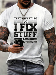 Men's Letter Print T-shirt Casual Crew Neck Tee Top
