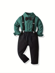 Boys Formal Outfit Shirt & Suspender Pants Set Gentleman Set