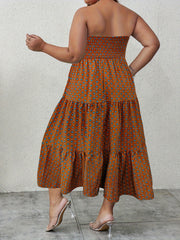 Boho Dress Women's Plus Allover Print Smock Tube Dress