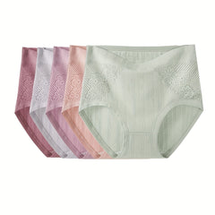 5 Pack Plus Size Lace Ribbed Underwear Set for Women