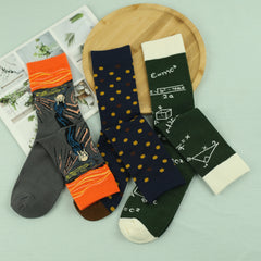 Men's Cartoon Crew Socks 3 Pairs Breathable Comfy Street Style Outdoor Wear