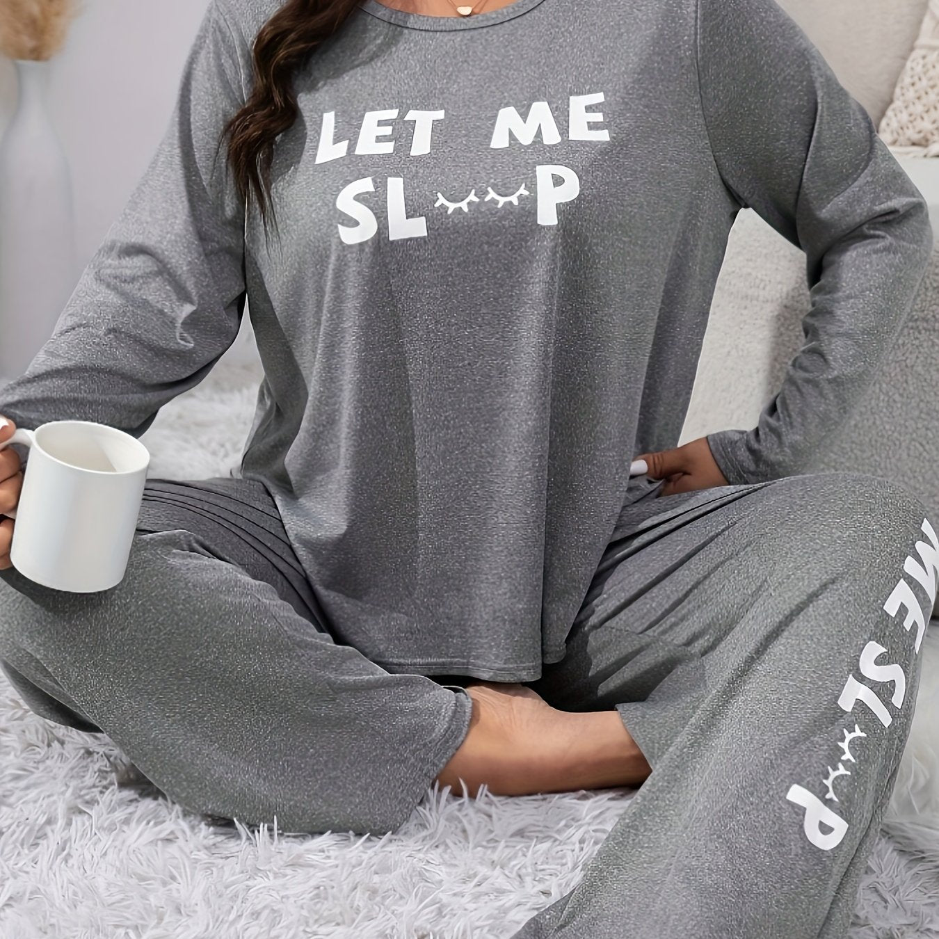 Eyelash Slogan Print Lounge Set Pajamas