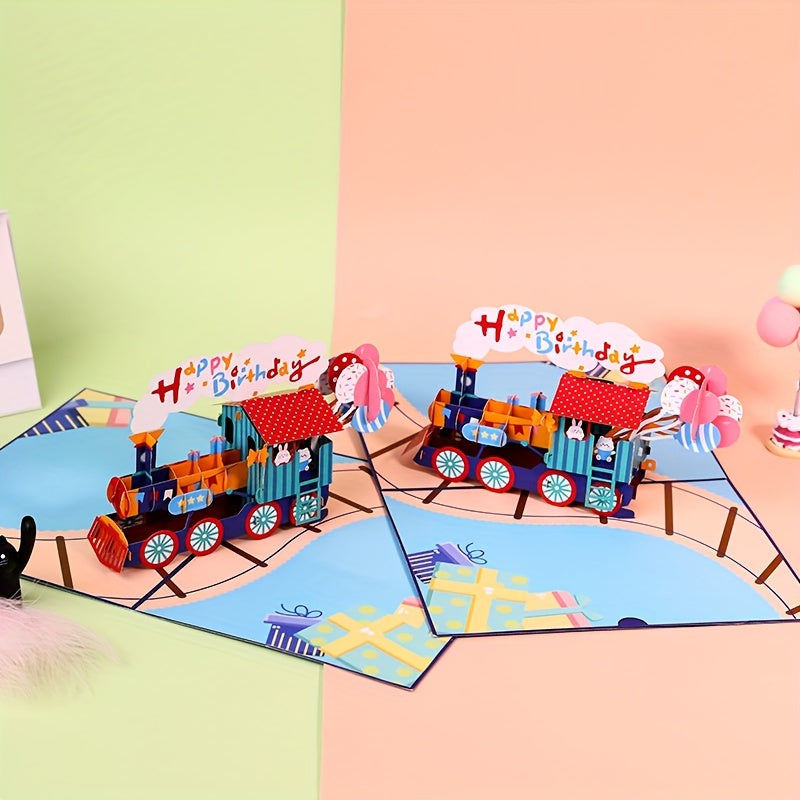 3D Birthday Train Greeting Card - Creative Birthday Gift
