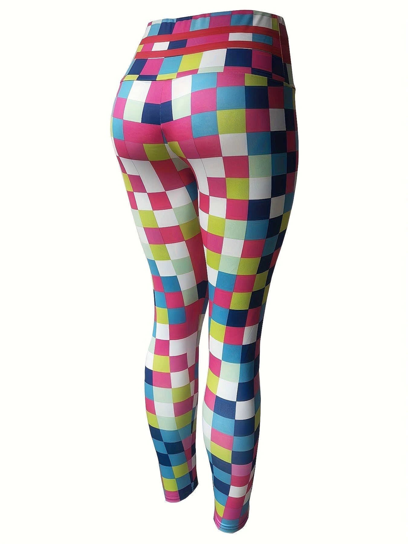 Checkerboard Print High Waist Yoga Legging Women's Activewear