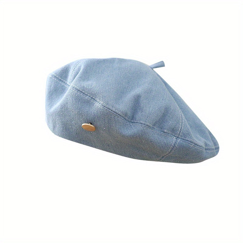 Iron Label Denim Beret Distressed Lightweight Painter Cap