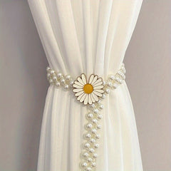 Nordic Style Faux Pearl Curtain Holdback Metal Spring Curtain Tie