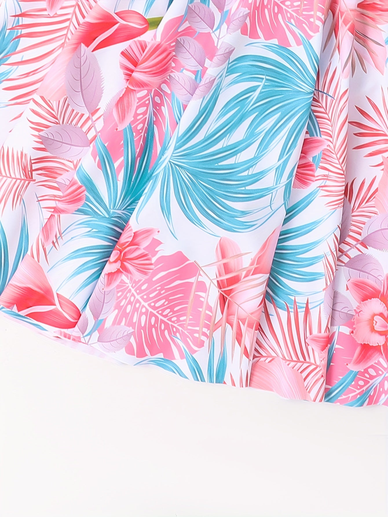 Girls Swimsuit 2pcs Long Sleeve T shirt & Skirts Tropical Floral Print