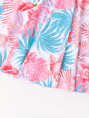 Girls Swimsuit 2pcs Long Sleeve T shirt & Skirts Tropical Floral Print