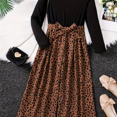 Leopard Colorblock Long Sleeve Jumpsuit for Girls