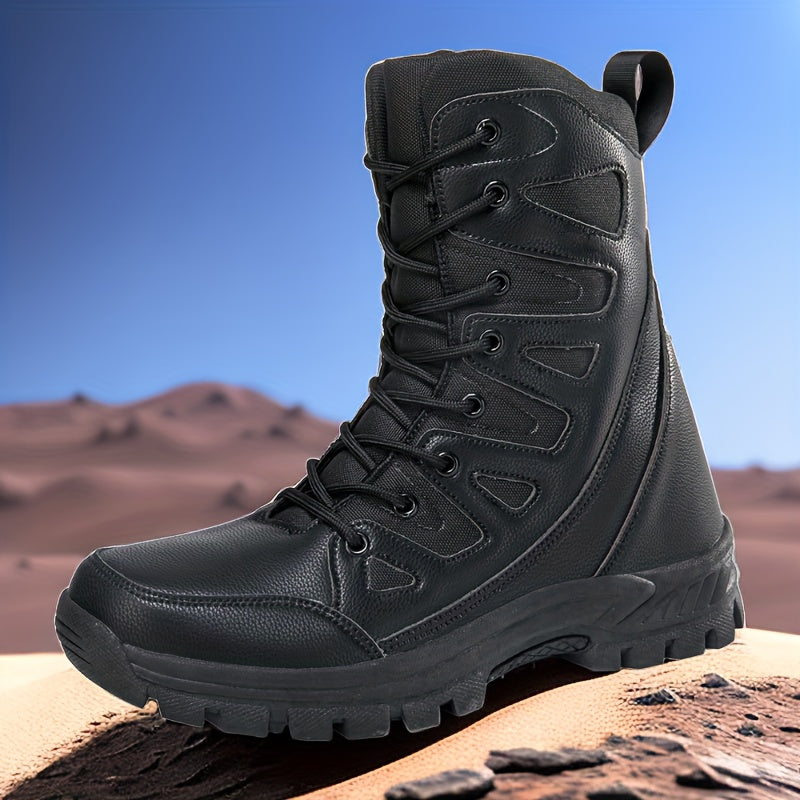 Men's Solid High Top Tactical Work Boots Non Slip Comfy Durable Boots