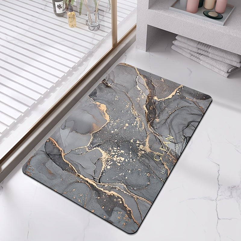 Marble Pattern Bath Rug Non Slip Quick Dry Bath Mat