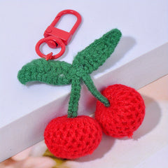 Wool Hand Hook Needle Cherry Ball Bag Keychain Pendant
