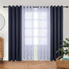 Branch Printed Sheer & Blackout Curtains - Grommet Top Window Drapes