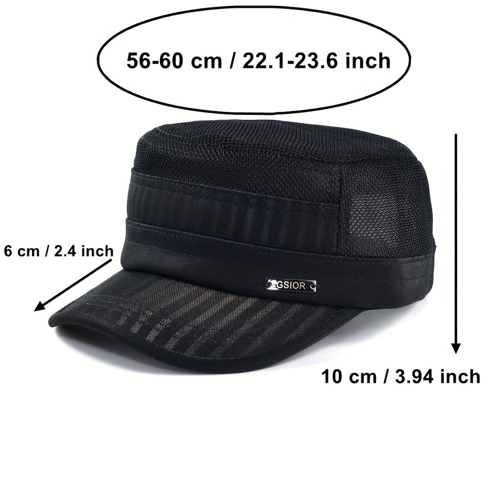 Breathable Mesh Army Cap Unisex Casual Flat Top Cadet Hat