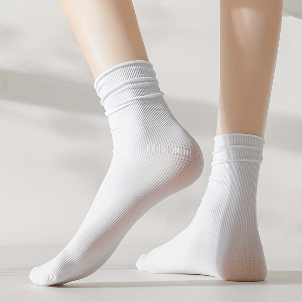 5 Pairs Comfy & Breathable Women's Solid Socks All-match Stockings