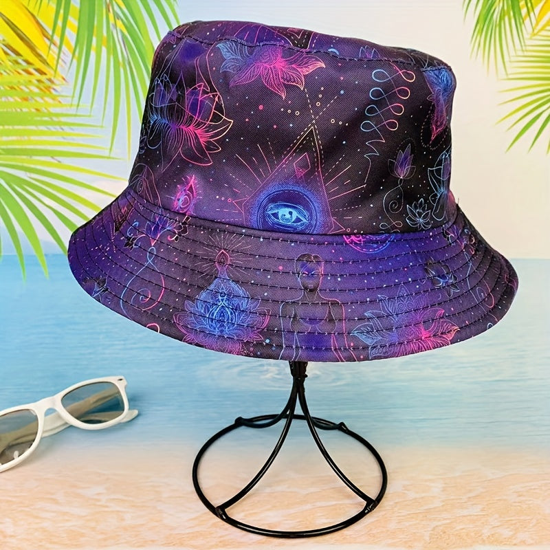 Unisex Sunshade Bucket Hat Sun Sea Pattern Outdoor Vacation Travel