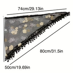 Vintage Lace Triangle Scarf Veil Flower Embroidery Mantilla Head Covering