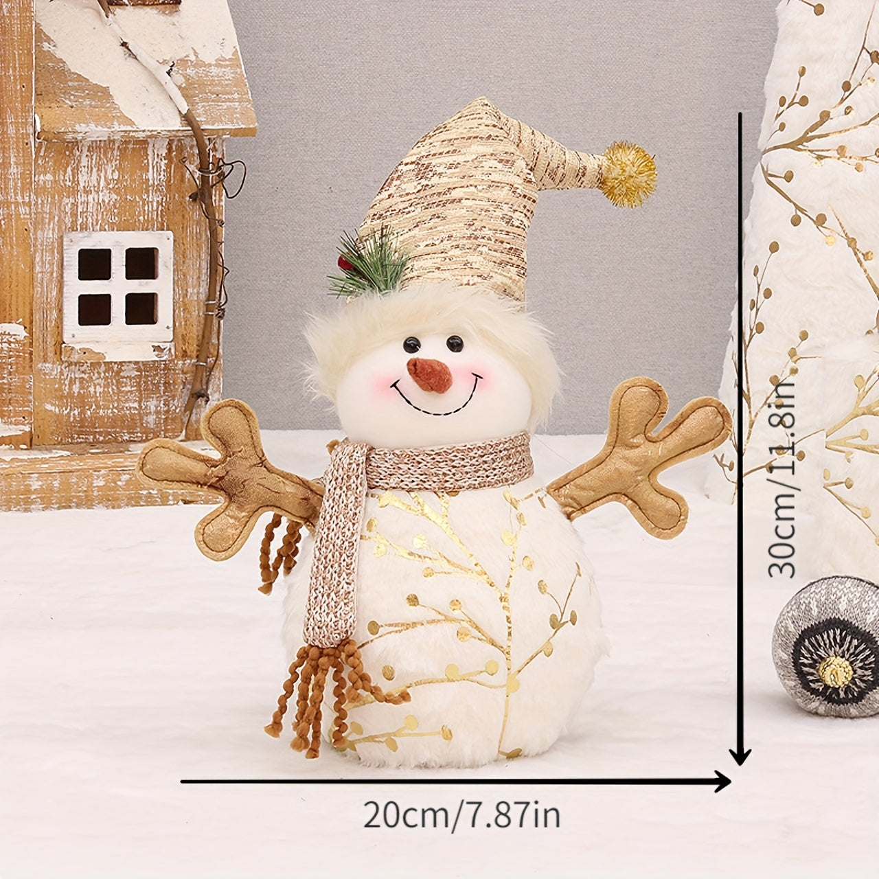 Snowman Doll Ornament Plush Pointed Hat Christmas Tree Decoration