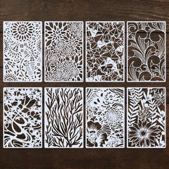 8pcs Textured Art Painting Stencils Reusable Plastic Stencils
