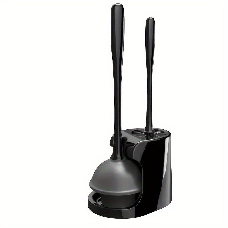 Toilet Plunger & Brush Set with Stand for Bathroom Cleaning