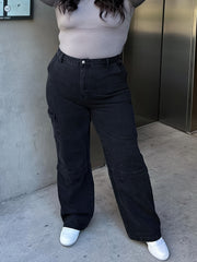 Wide Leg Cargo Jeans With Flap Pockets